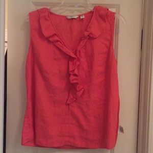 Linen ruffled sleeveless top